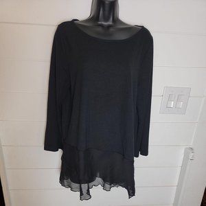 Soft Surroundings Black Shirt With Sheer Accents On Bottom size large